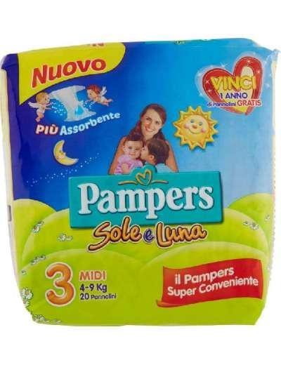 PAMPERS SOLE/LUNA X20 4/9 KG. MIDI